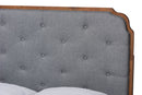 Bechet Gray Fabric and Walnut Brown Wood Queen Size Platform Bed Baxton