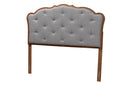 Fedra Gray Fabric and Walnut Brown Queen Size Headboard Baxton