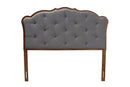 Fedra Gray Fabric and Walnut Brown Queen Size Headboard Baxton