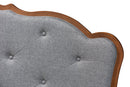 Fedra Gray Fabric and Walnut Brown Queen Size Headboard Baxton