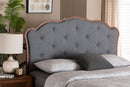 Fedra Gray Fabric and Walnut Brown Queen Size Headboard Baxton