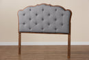 Fedra Gray Fabric and Walnut Brown Queen Size Headboard Baxton