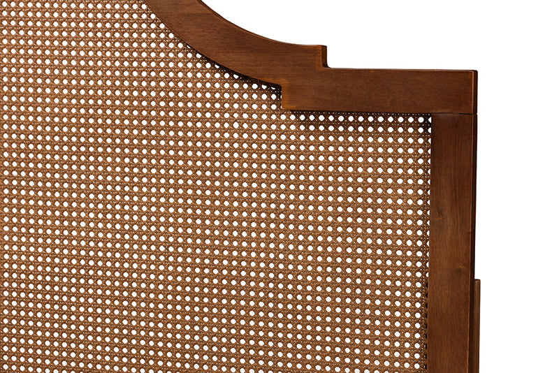 Abilene Ash Walnut and Rattan Queen Size Headboard Baxton