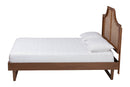 Bella Ash Walnut Woven Rattan Queen Size Bed Baxton