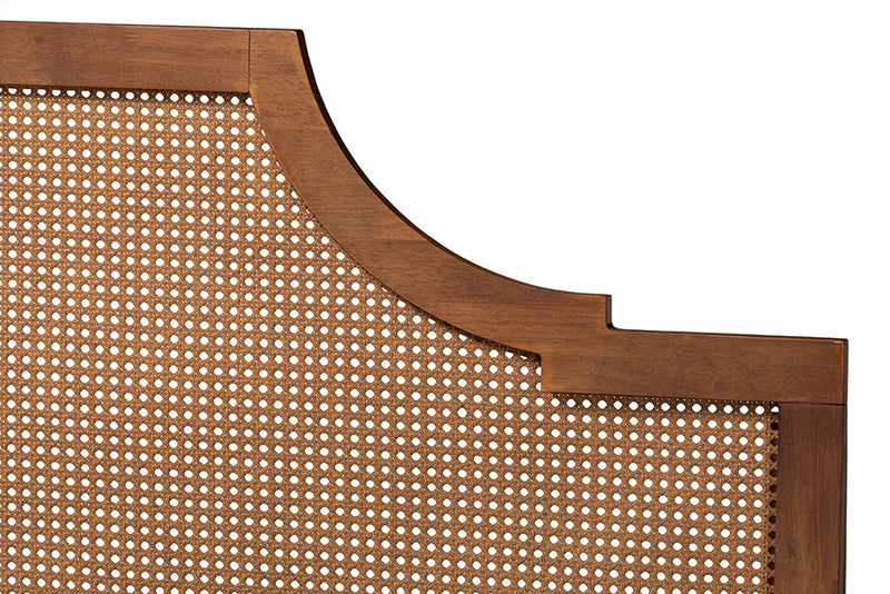 Bella Ash Walnut Woven Rattan Queen Size Bed Baxton