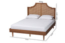 Delia Ash Walnut Woven Rattan Queen Size Bed Baxton