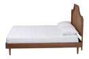 Delia Ash Walnut Woven Rattan Queen Size Bed Baxton