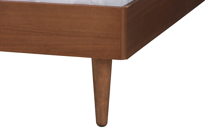 Delia Ash Walnut Woven Rattan Queen Size Bed Baxton