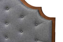 Sandra Gray Fabric and Walnut Brown Queen Size Headboard Baxton