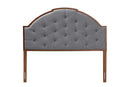 Reneau Gray Fabric and Walnut Brown Queen Size Headboard Baxton