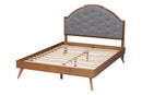 Arta Gray Fabric and Walnut Brown Wood Queen Size Platform Bed Baxton