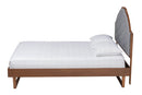 Allegra Gray Fabric and Walnut Brown Wood Queen Size Platform Bed Baxton