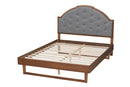 Allegra Gray Fabric and Walnut Brown Wood Queen Size Platform Bed Baxton