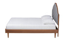 Honora Gray Fabric and Walnut Brown Wood Queen Size Platform Bed Baxton