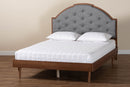 Honora Gray Fabric and Walnut Brown Wood Queen Size Platform Bed Baxton
