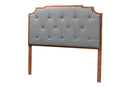 Tori Gray Fabric and Walnut Brown Queen Size Headboard Baxton