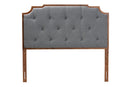 Tori Gray Fabric and Walnut Brown Queen Size Headboard Baxton