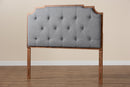 Tori Gray Fabric and Walnut Brown Queen Size Headboard Baxton