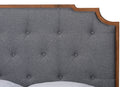 Acelynn Gray Fabric and Walnut Brown Wood Queen Size Platform Bed Baxton