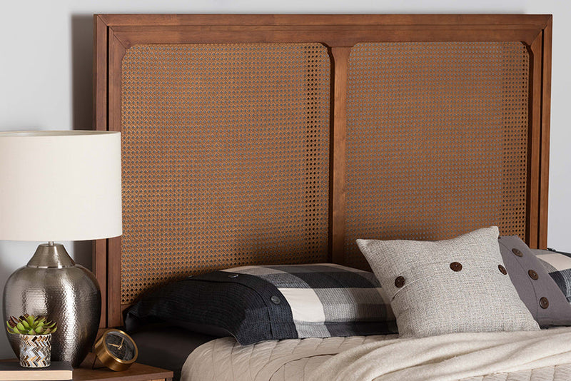 Lavali Ash Walnut Queen Size Headboard w/Rattan Baxton