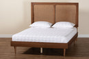 Eleni Ash Walnut Woven Rattan Queen Size Bed Baxton