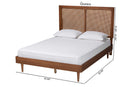 Eleni Ash Walnut Woven Rattan Queen Size Bed Baxton