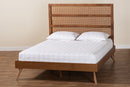 Addis Walnut Brown Queen Size Platform Bed w/Woven Rattan Baxton