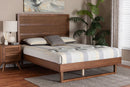 Blanchard Walnut Brown Queen Size Platform Bed w/Woven Rattan Baxton