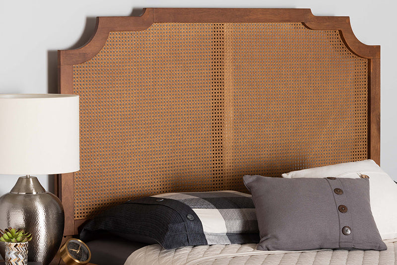 Tori Ash Walnut Queen Size Headboard w/Rattan Baxton