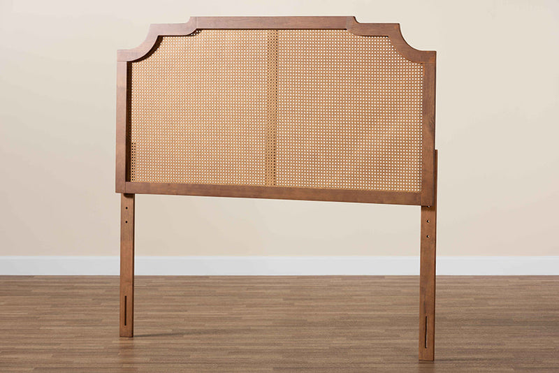 Tori Ash Walnut Queen Size Headboard w/Rattan Baxton