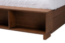 Walker Walnut Brown Wood and Rattan Queen Size Storage Bed Baxton