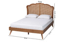 Lanoma Walnut Brown Wood and Rattan King Size Platform Bed Baxton