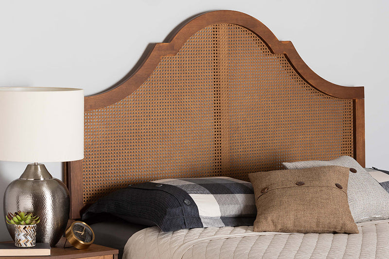 Wyatt Ash Walnut Queen Size Headboard w/Rattan Baxton