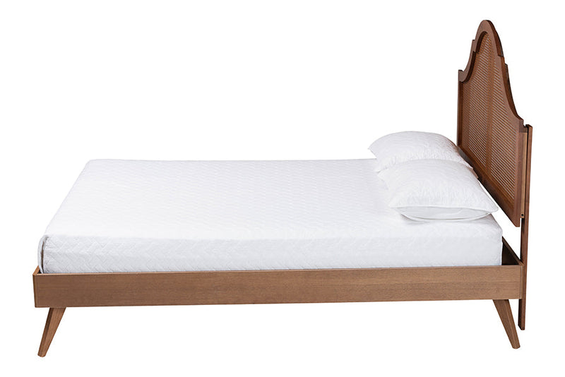 Monroe Ash Walnut Wood Queen Size Platform Bed Baxton