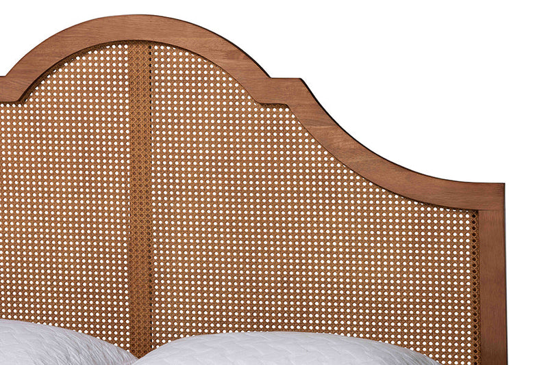 Monroe Ash Walnut Wood Queen Size Platform Bed Baxton