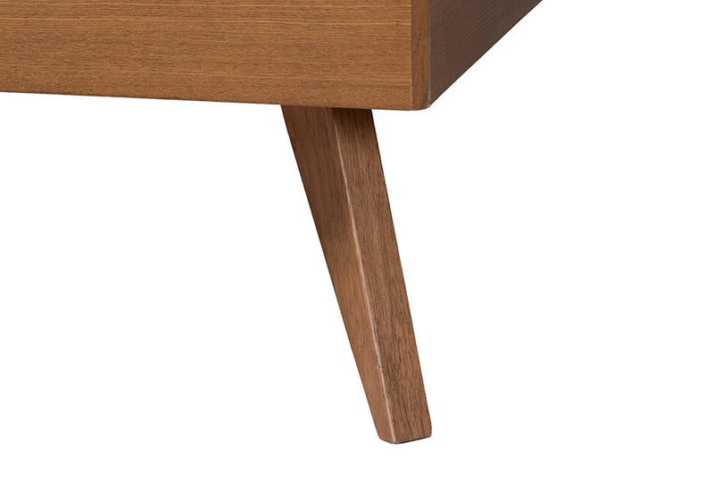 Monroe Ash Walnut Wood Queen Size Platform Bed Baxton