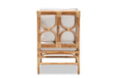 Legende White Fabric Upholstered and Natural Brown Rattan Armchair Baxton