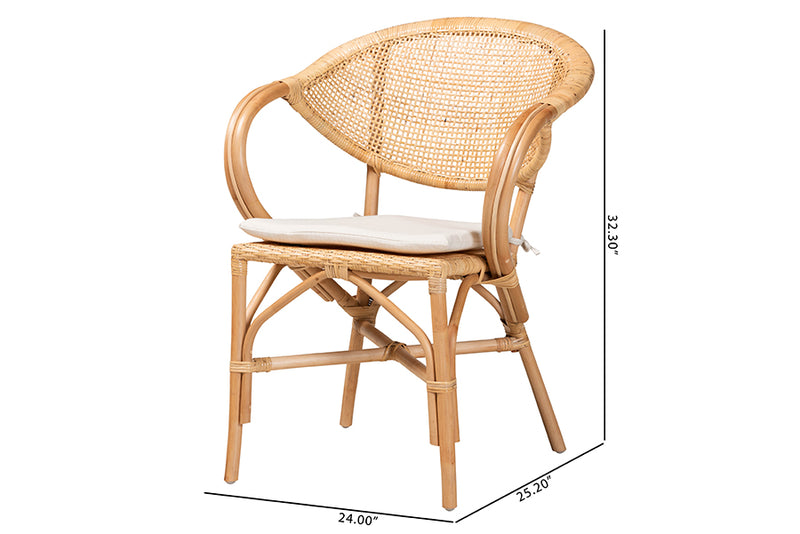 Aveline Modern Bohemian Natural Brown Finished Rattan Dining Chair