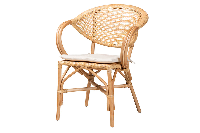 Aveline Modern Bohemian Natural Brown Finished Rattan Dining Chair