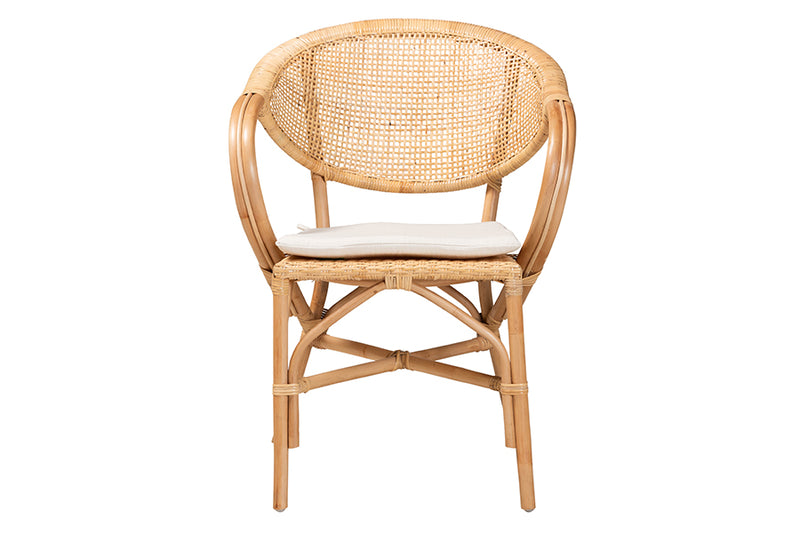 Aveline Modern Bohemian Natural Brown Finished Rattan Dining Chair