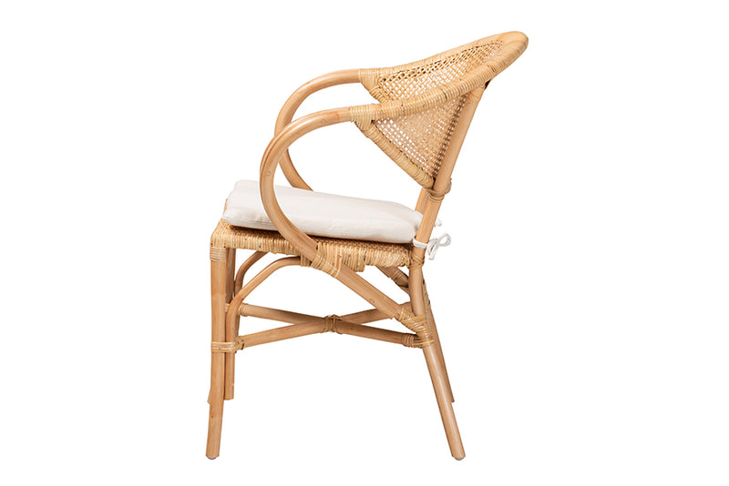 Aveline Modern Bohemian Natural Brown Finished Rattan Dining Chair