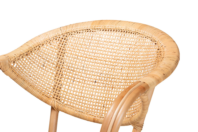 Aveline Modern Bohemian Natural Brown Finished Rattan Dining Chair