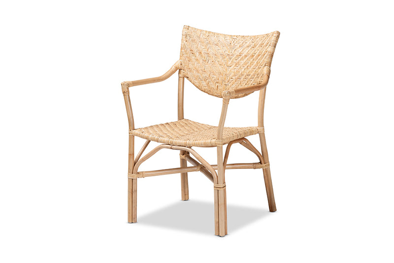 Aliana Modern Bohemian Natural Brown Finished Rattan Dining Chair