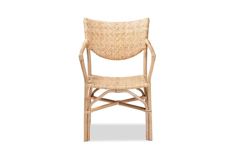 Aliana Modern Bohemian Natural Brown Finished Rattan Dining Chair