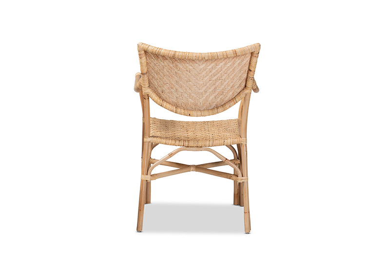 Aliana Modern Bohemian Natural Brown Finished Rattan Dining Chair