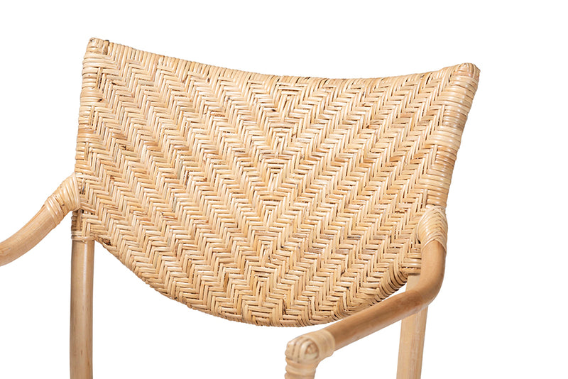 Aliana Modern Bohemian Natural Brown Finished Rattan Dining Chair