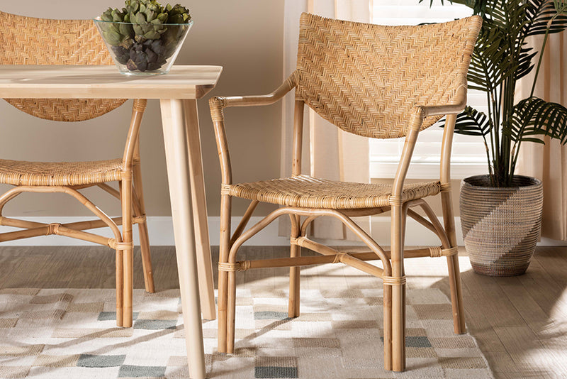 Aliana Modern Bohemian Natural Brown Finished Rattan Dining Chair