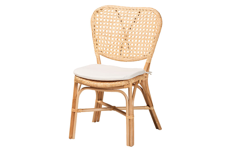 Santiago Modern Bohemian Natural Brown Finished Rattan Dining Chair