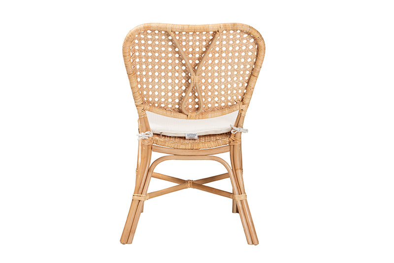 Santiago Modern Bohemian Natural Brown Finished Rattan Dining Chair