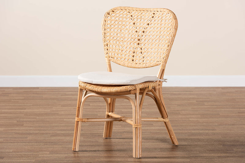 Santiago Modern Bohemian Natural Brown Finished Rattan Dining Chair